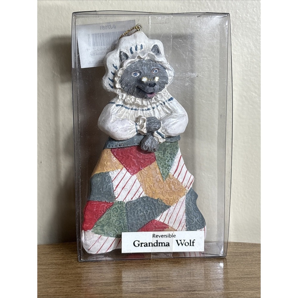 Vintage Kurt S Adler Red Riding Hood/Grandma Wolf Reversible Ornament 5.5" NOS‎